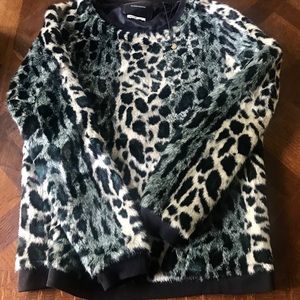 Scotch & Soda Leopard Fur Pullover Sweatshirt NWOT